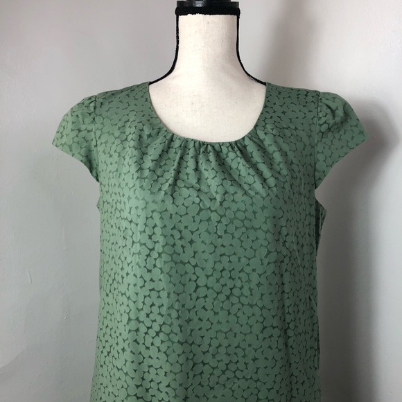 [SOLD] GAP Green Floral Peplum Hem Shift Dress M - Picture 3 of 7
